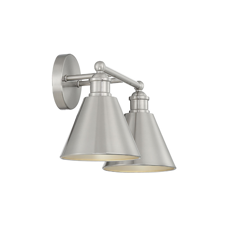 2-Light Metal Shade Bathroom Vanity Light