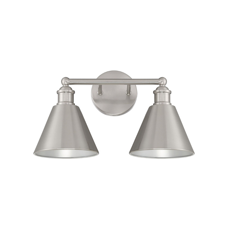 2-Light Metal Shade Bathroom Vanity Light