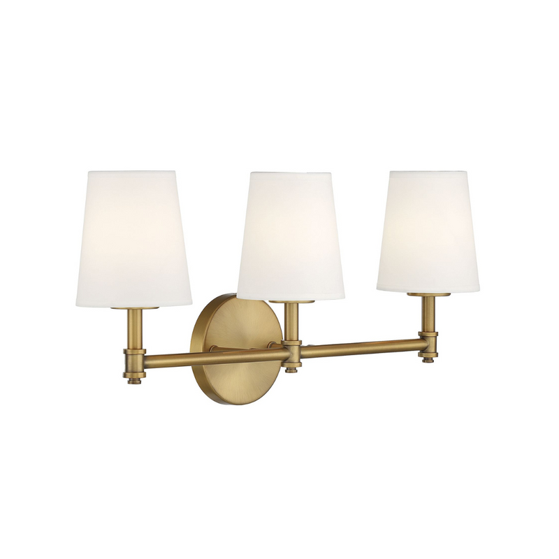 3-Light Bathroom Vanity Light in Natural Brass