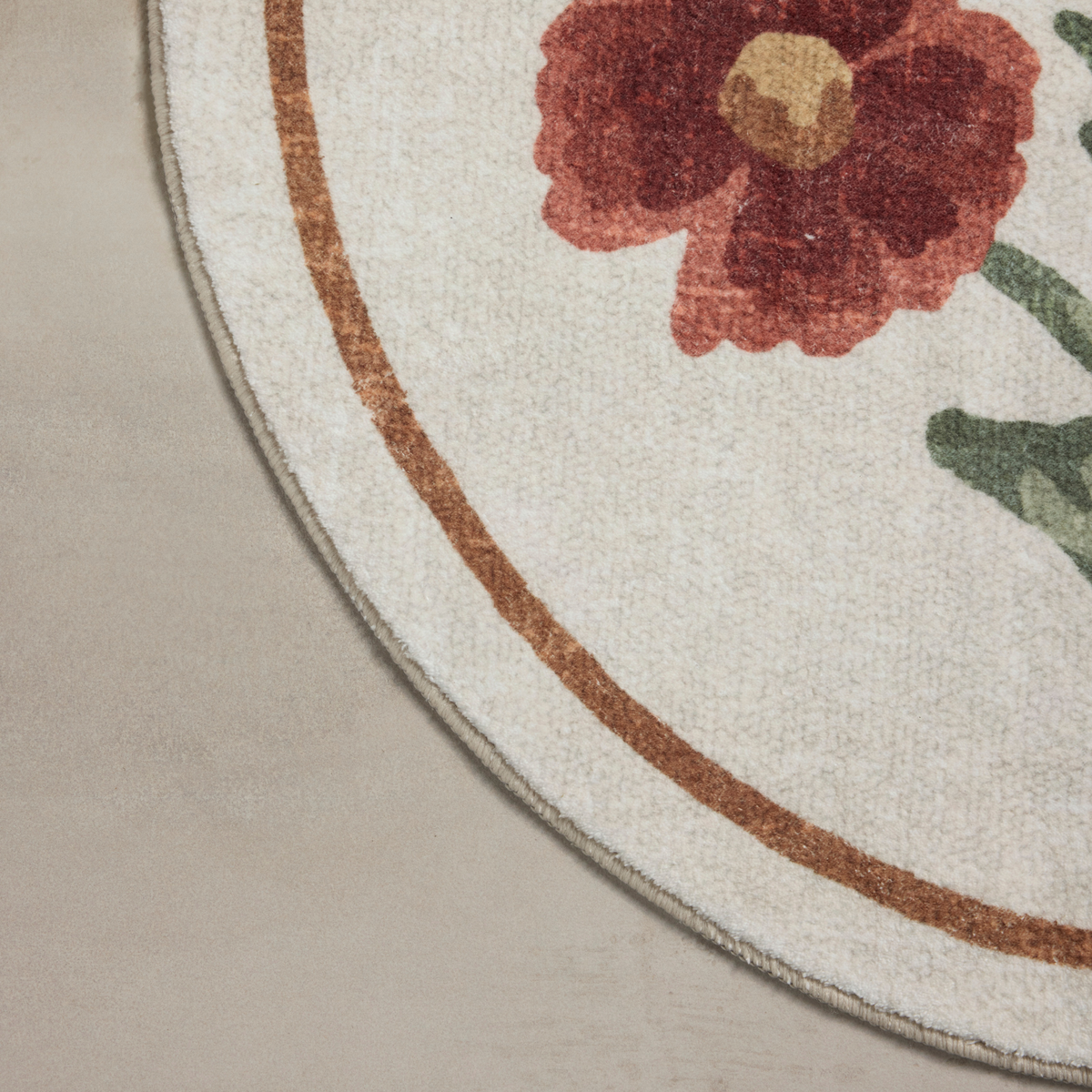 Clove CLO-01 (Chris Loves Julia × Loloi) Round Bath Mat [Ivory/Red]