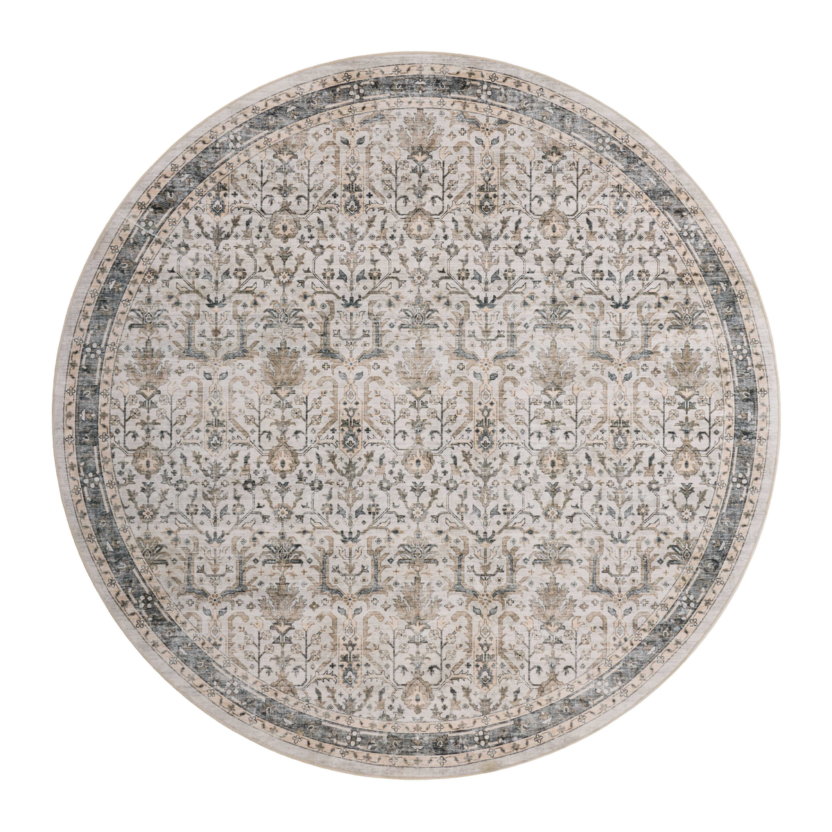 Anniston ANS-01 Machine Washable Rug [Ivory/Stone]