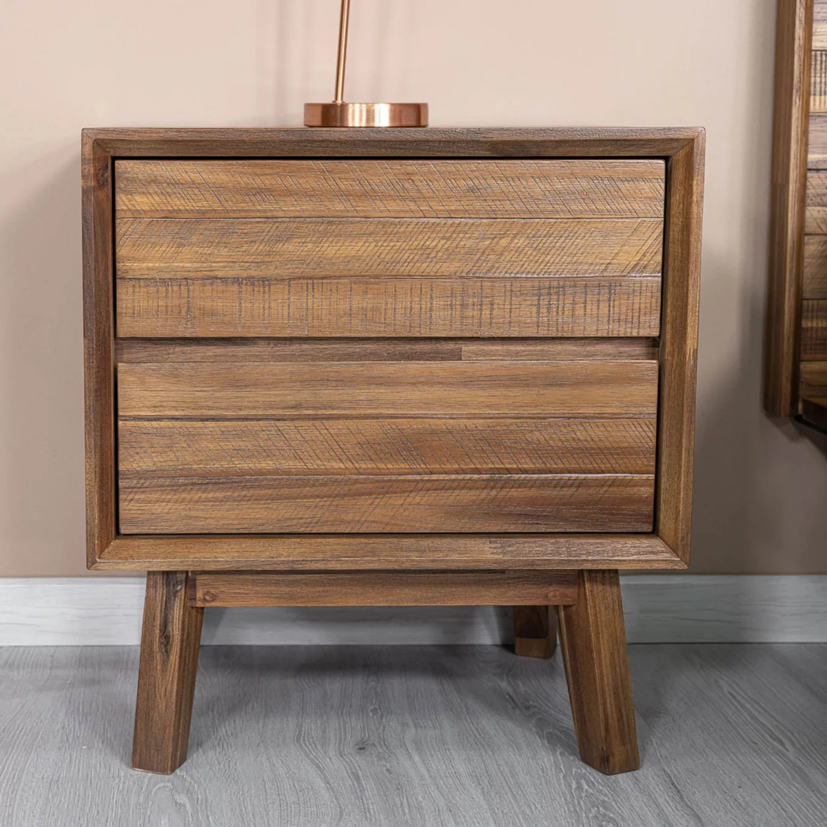 Gia 2-Drawer Nightstand [Warm Pecan]