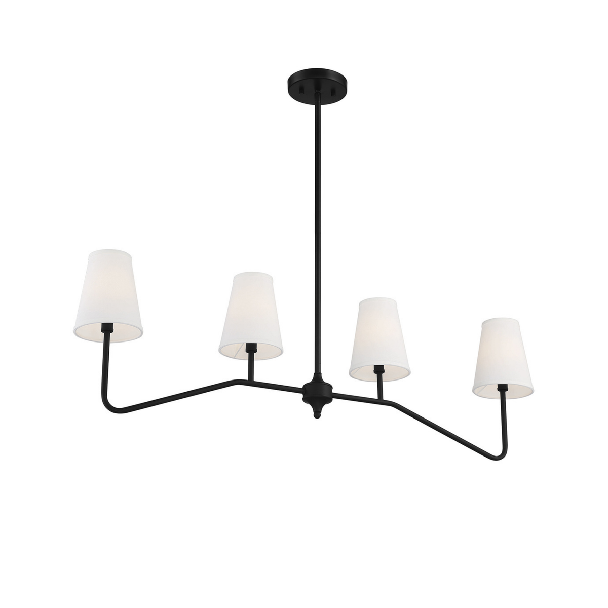 4 Light Matte Black Linear Chandelier