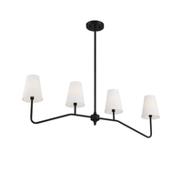 4 Light Matte Black Linear Chandelier