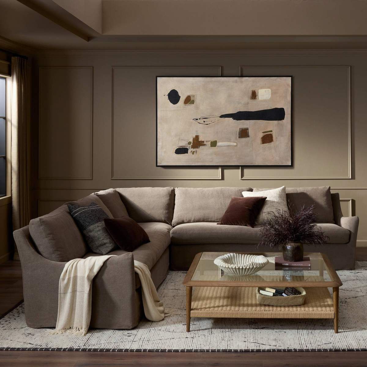 Monette Slipcover Corner Sectional [in Broadway Coffee]