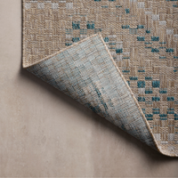 Topanga (Amber Lewis × Loloi) TOP-04 Indoor/Outdoor Rug [Natural/Aqua]