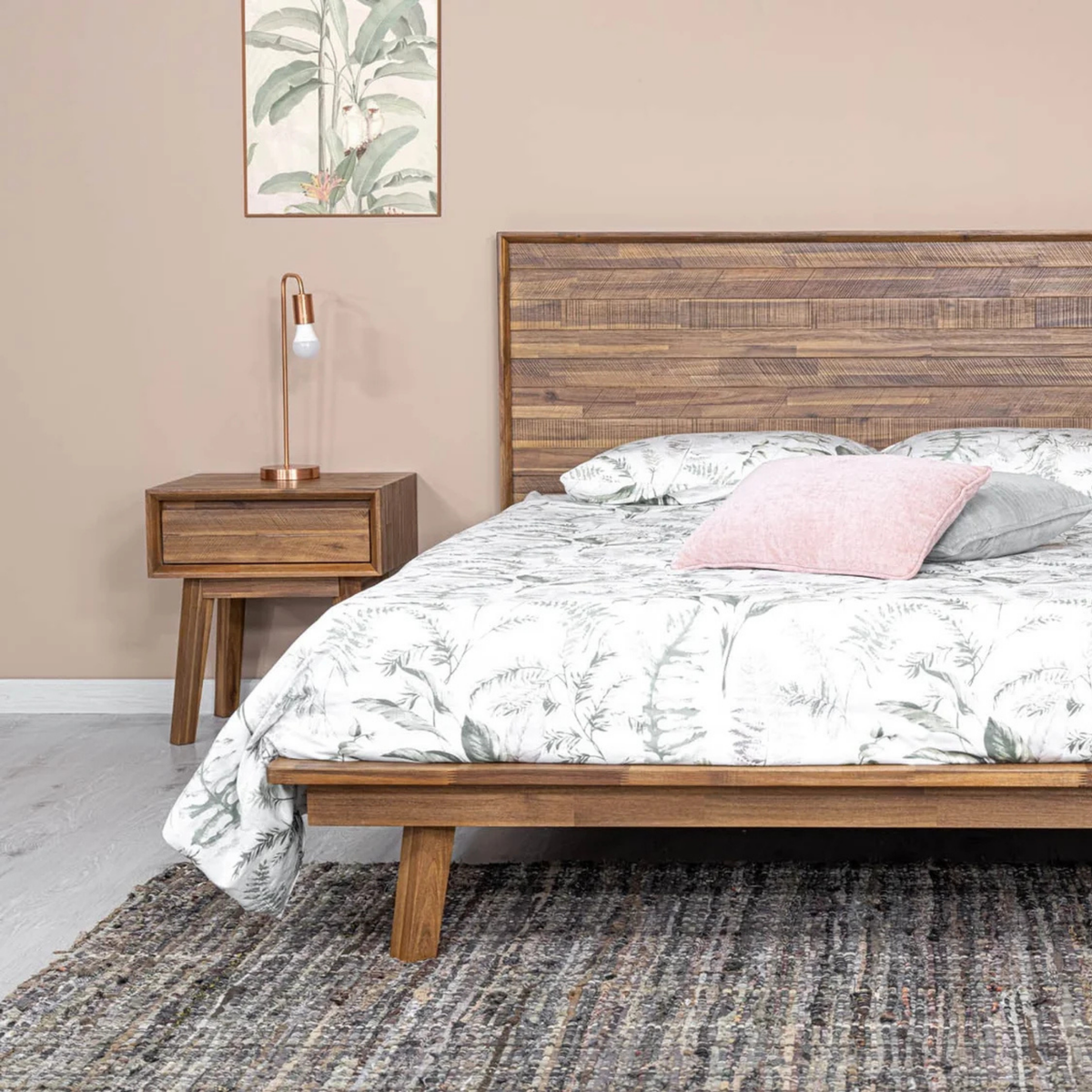 Gia 1-Drawer Nightstand [Warm Pecan]