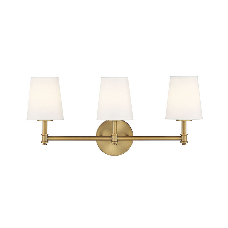 3-Light Bathroom Vanity Light in Natural Brass