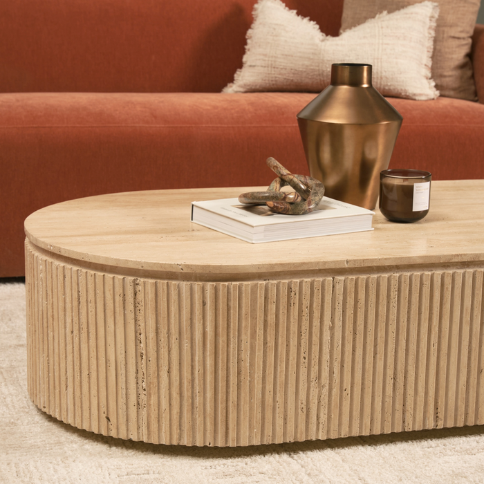 Elara Travertine Coffee Table