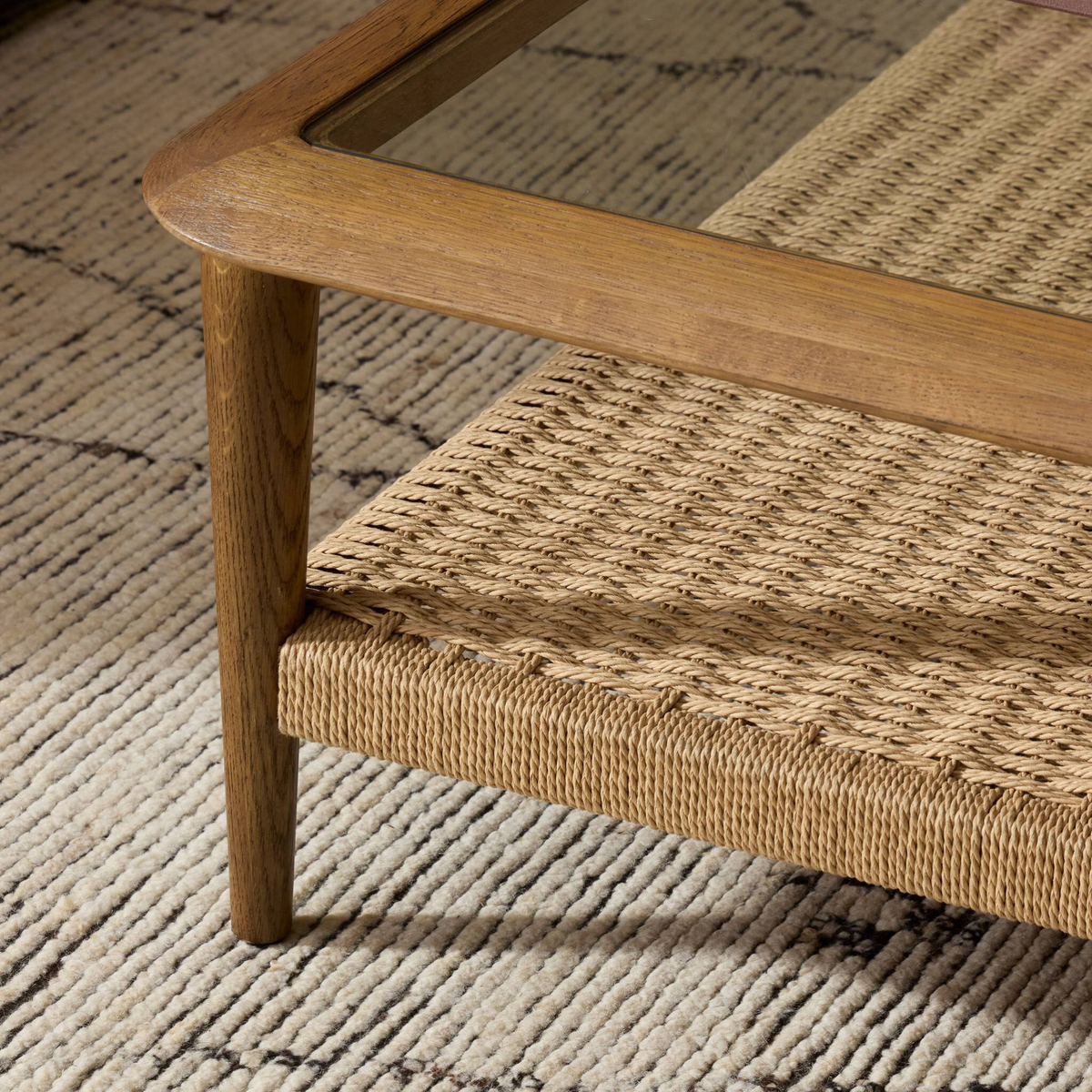 Carmello Coffee Table w/ Paper Rope Shelf
