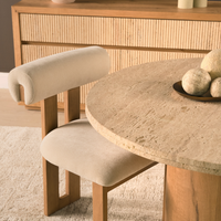 Siena Round 42" Travertine Top Dining Table