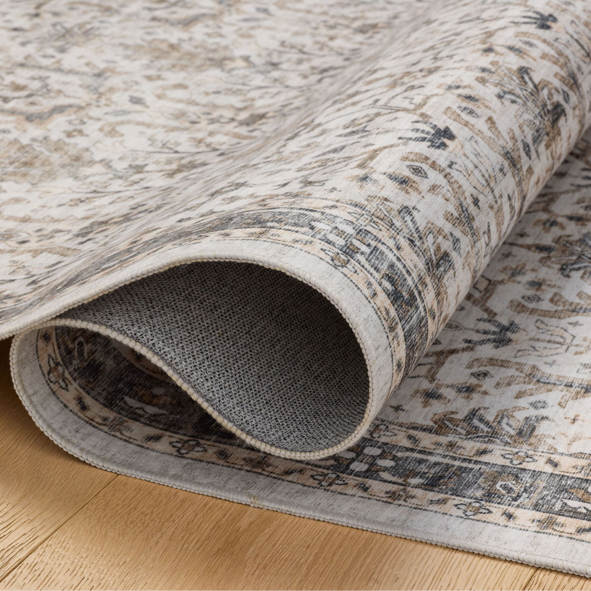 Anniston ANS-01 Machine Washable Rug [Ivory/Stone]