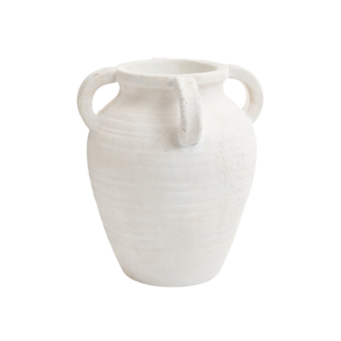 White Terracotta Vase with Handles