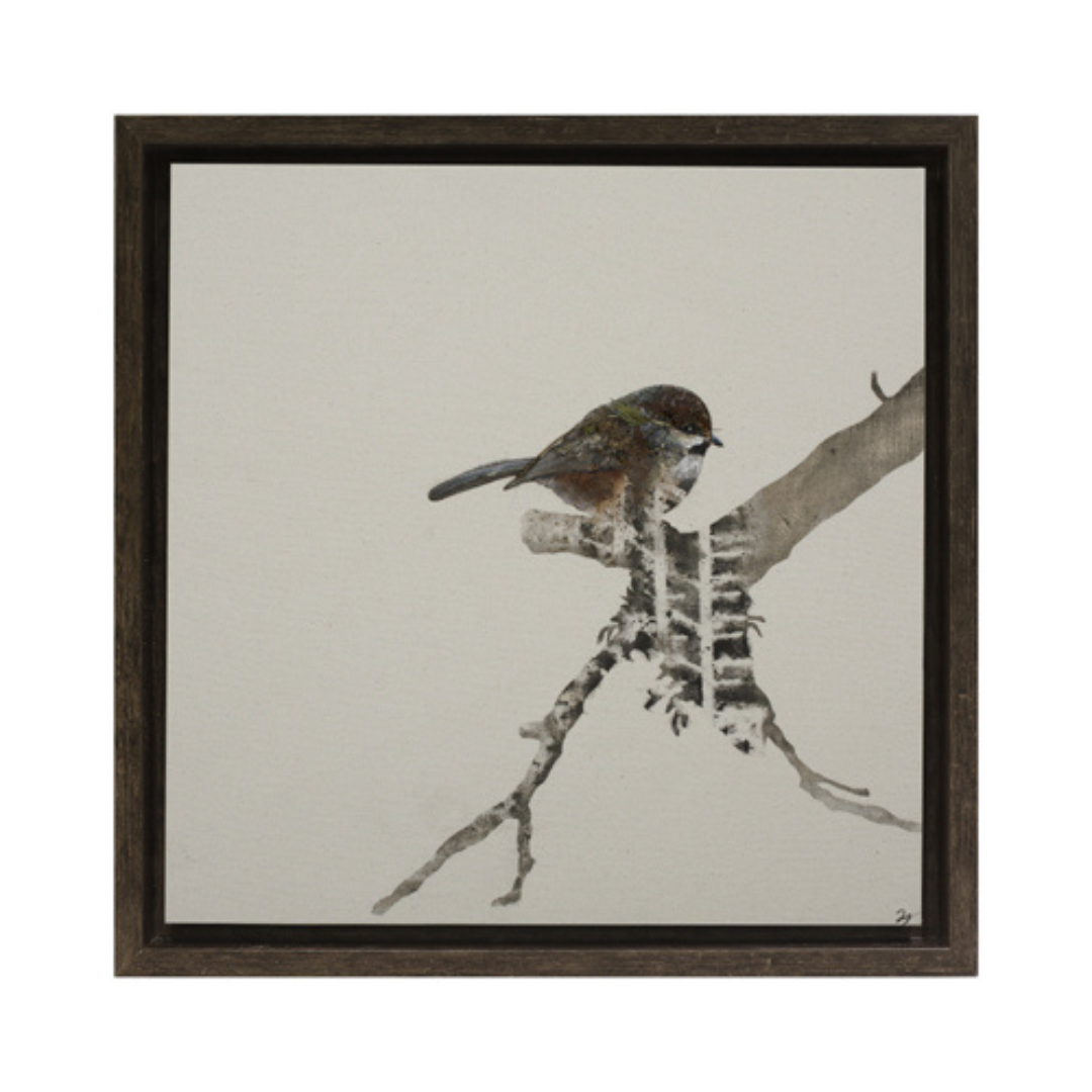 Neutral Bird III Framed Canvas