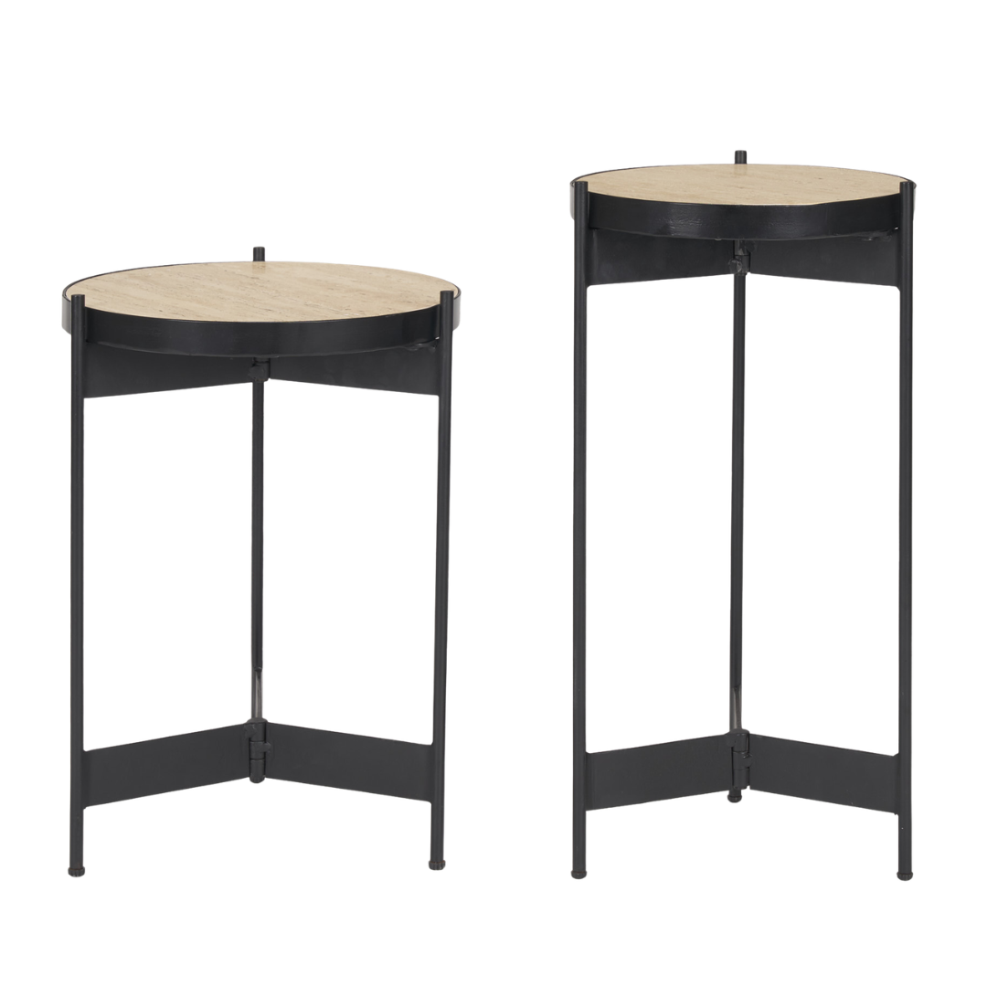 Wade Travertine Nesting End Table Set