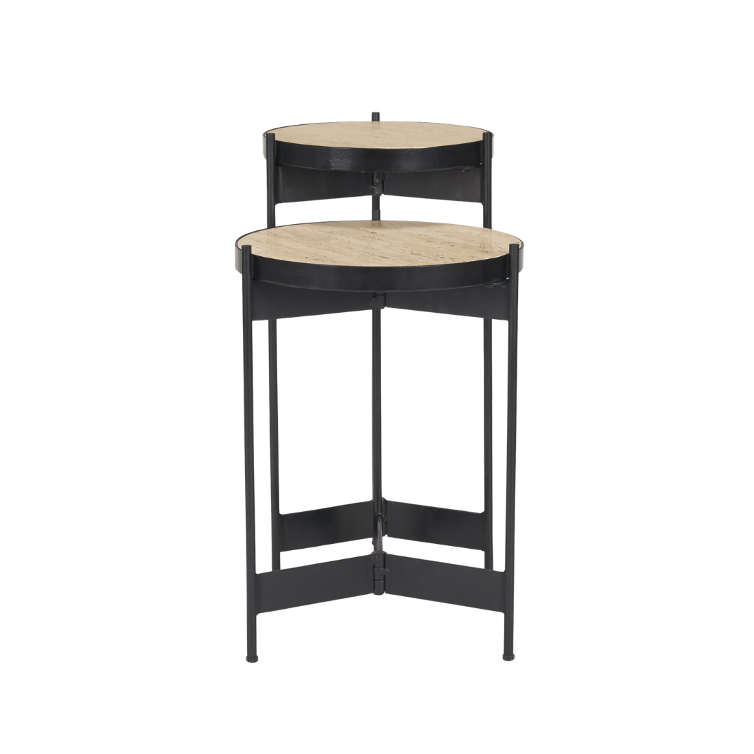 Wade Travertine Nesting End Table Set