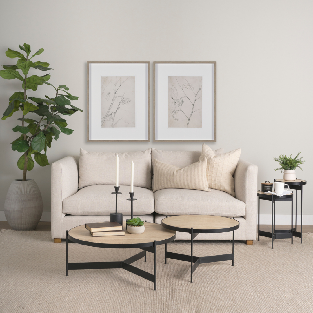 Wade Travertine Nesting End Table Set