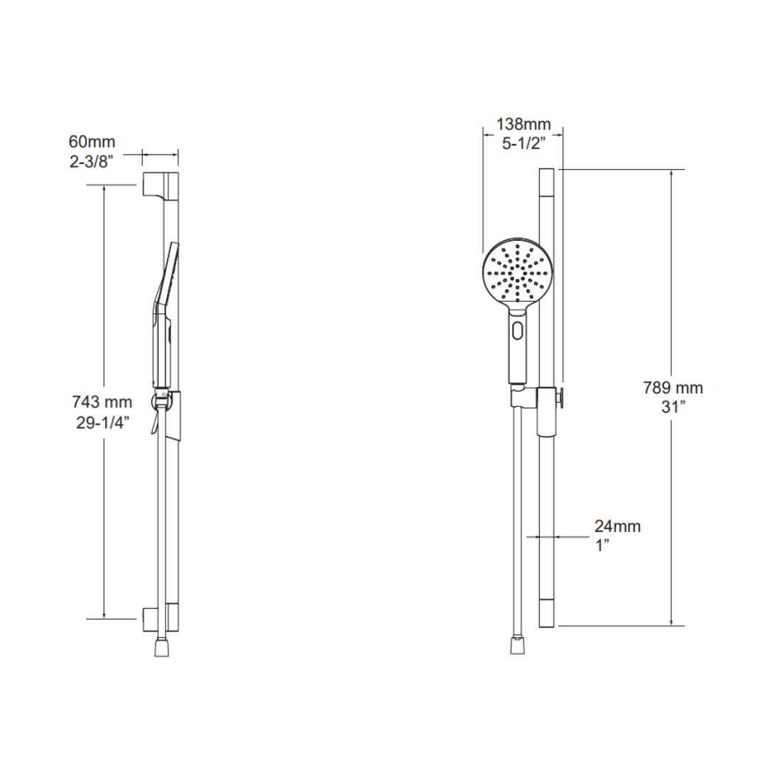 Sens 3-Spray Matte Black Sliding Shower Rod