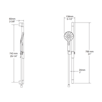 Sens 3-Spray Matte Black Sliding Shower Rod