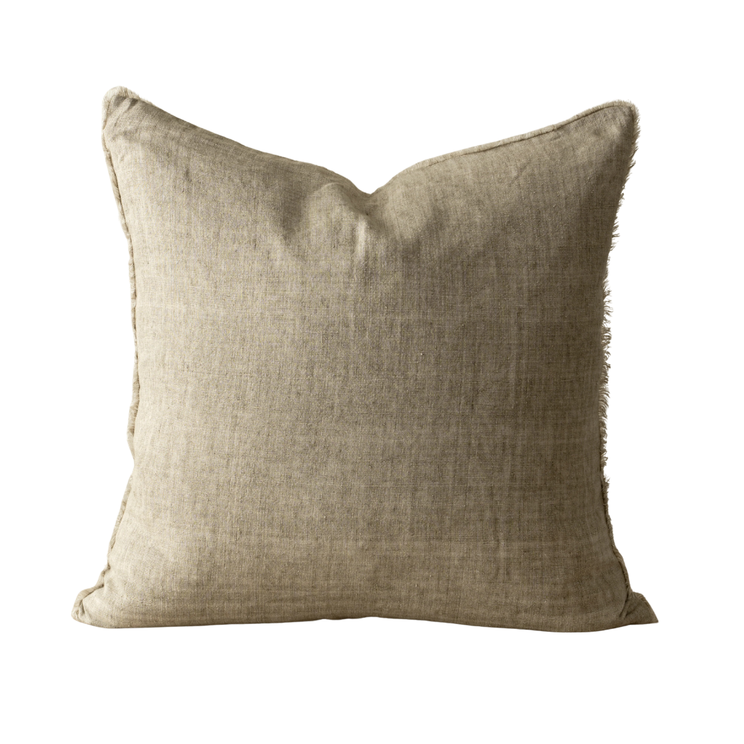 Lina Linen Pillow - Almond - 24" x 24"