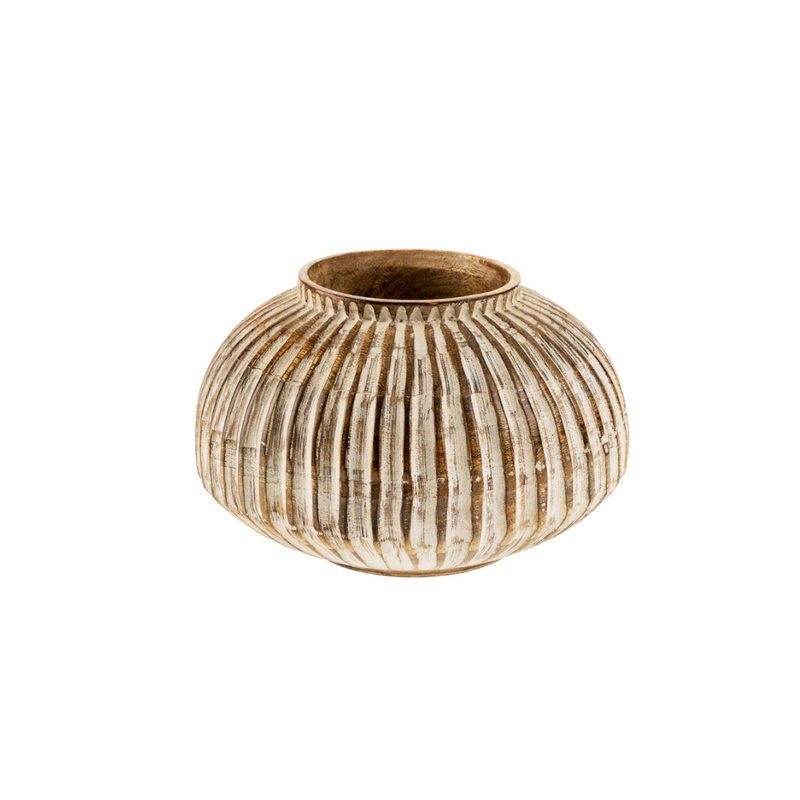 Esme Carved Wooden Vase Small