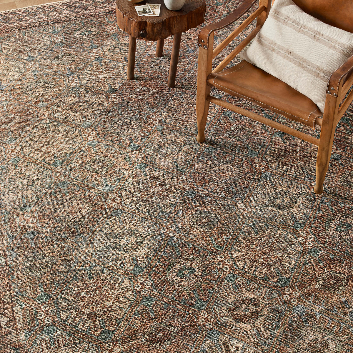 Billie (Amber Lewis × Loloi) BIL-04 Rug [Aqua/Rust]