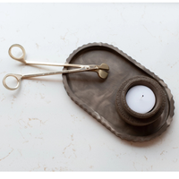 Fluted Oval Tray - Mocha Stone