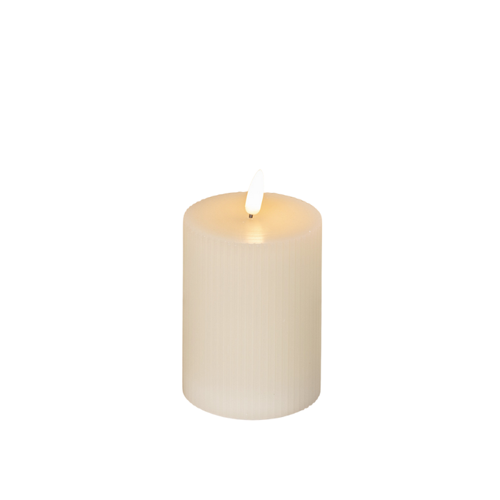 Cream Grooved 3D Flame Candle
