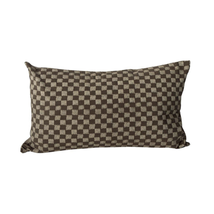 Brown Check Lumbar Pillow Cover
