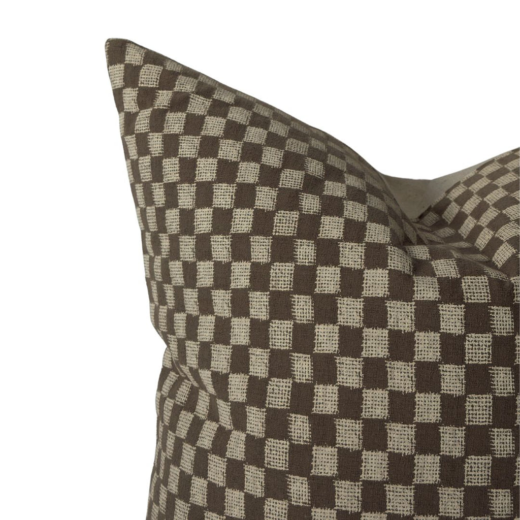 Brown Check Pillow Cover 20" x 20"