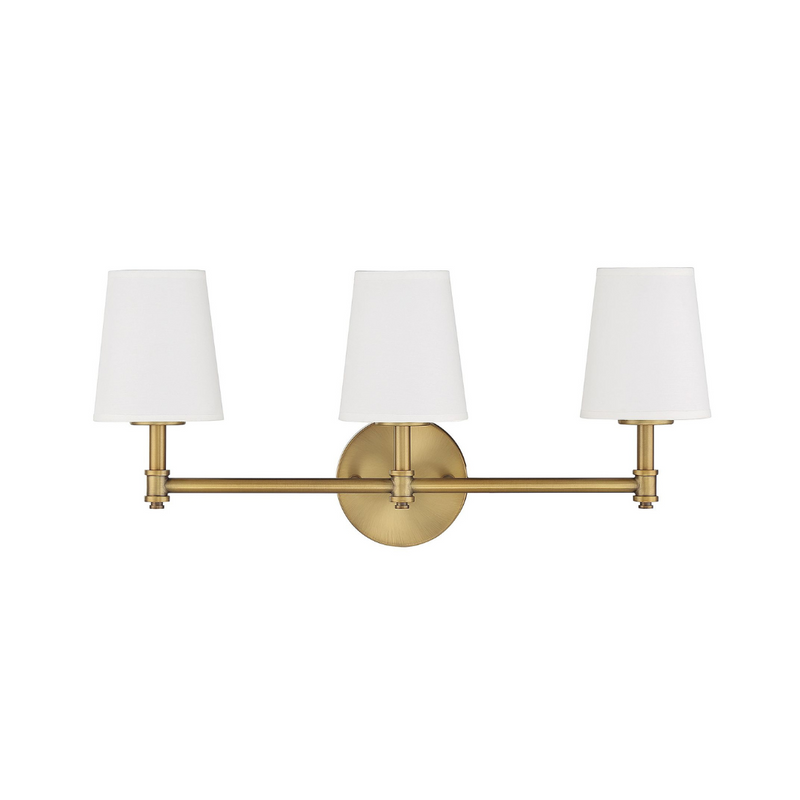 3-Light Bathroom Vanity Light in Natural Brass