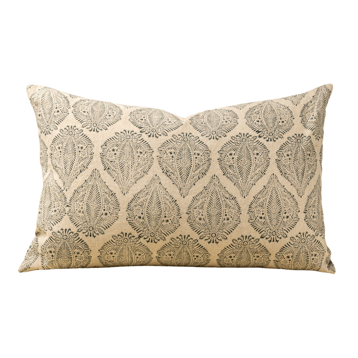 Briar Block Print Lumbar Pillow [Forest Green - 16" x 24"]