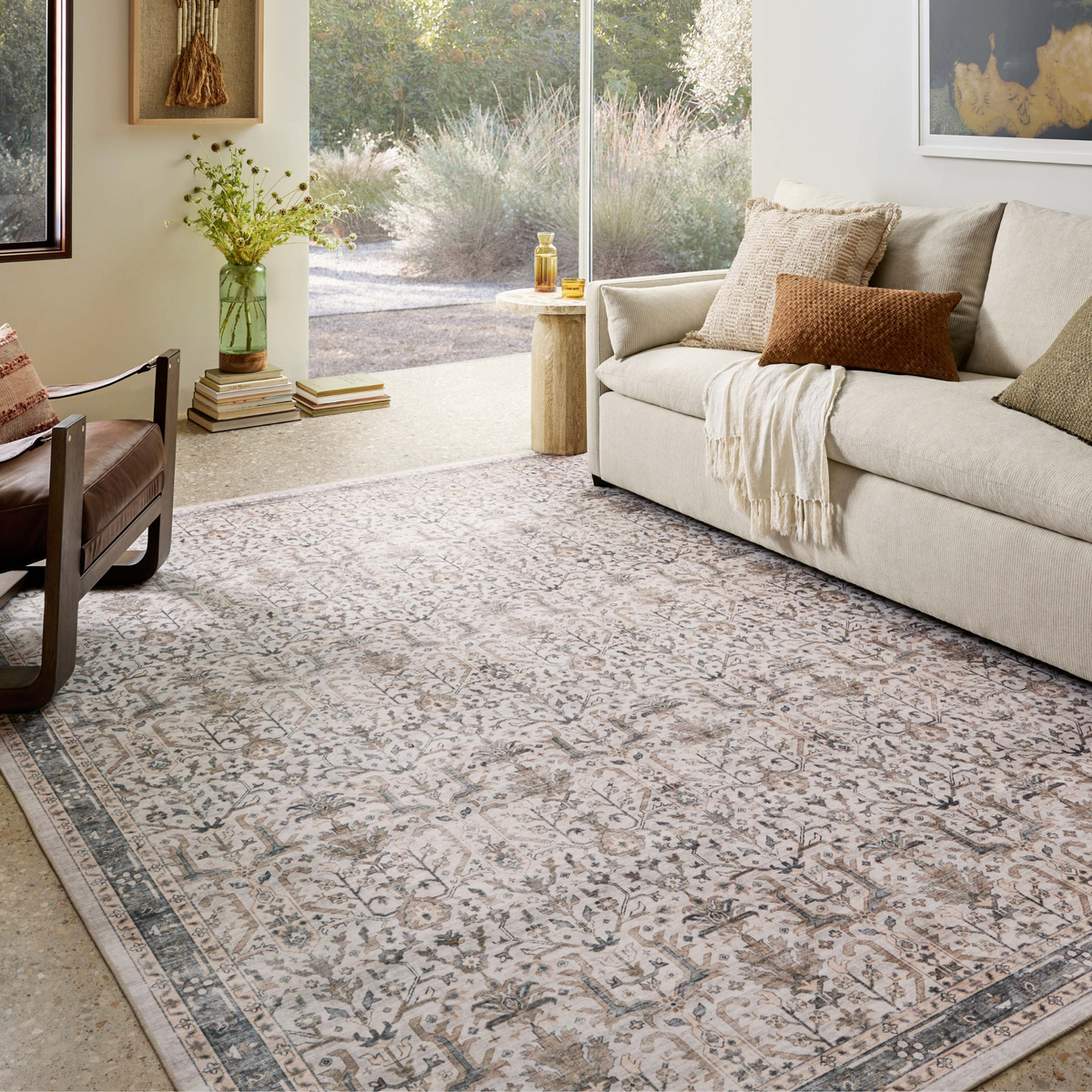 Anniston ANS-01 Machine Washable Rug [Ivory/Stone]