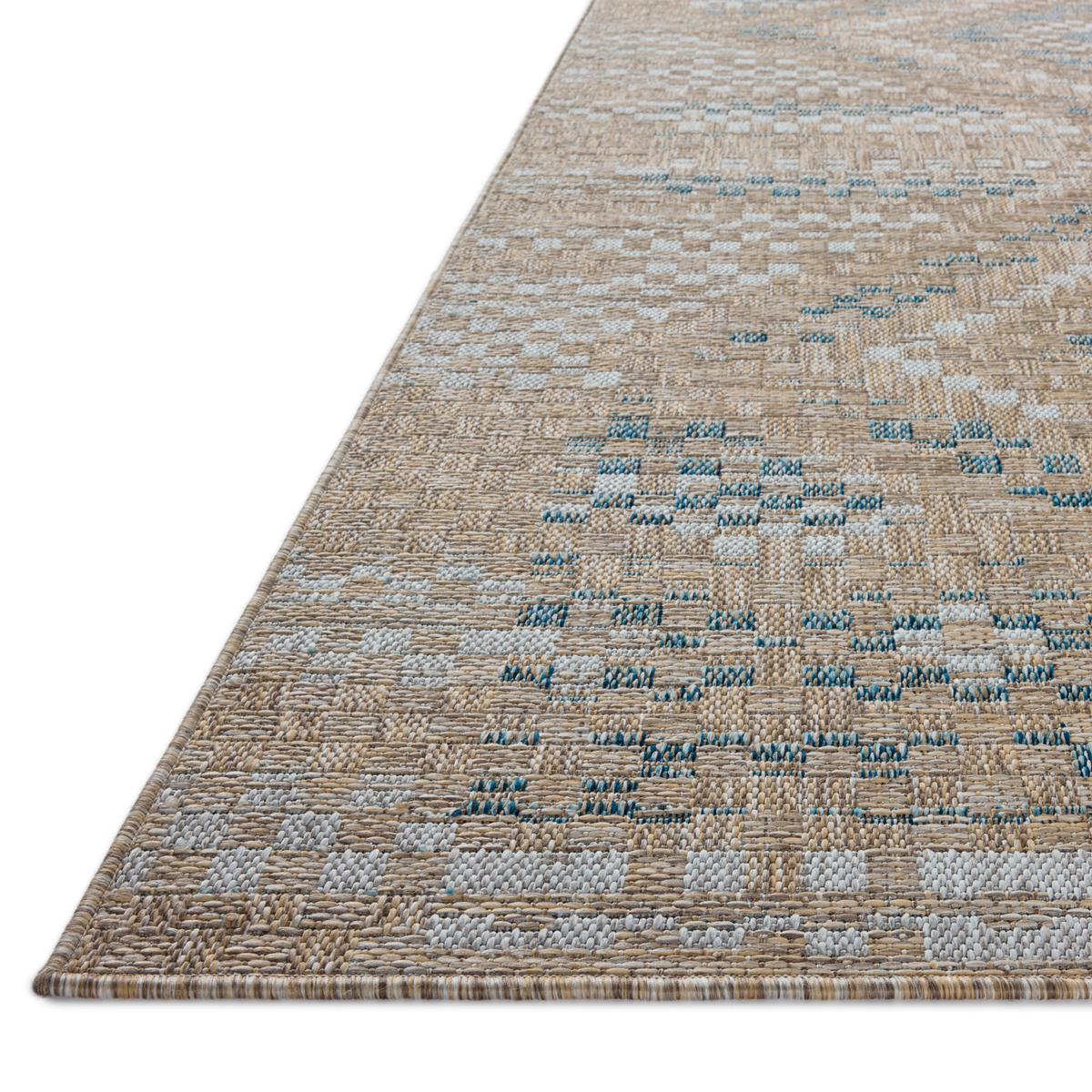 Topanga (Amber Lewis × Loloi) TOP-04 Indoor/Outdoor Rug [Natural/Aqua]