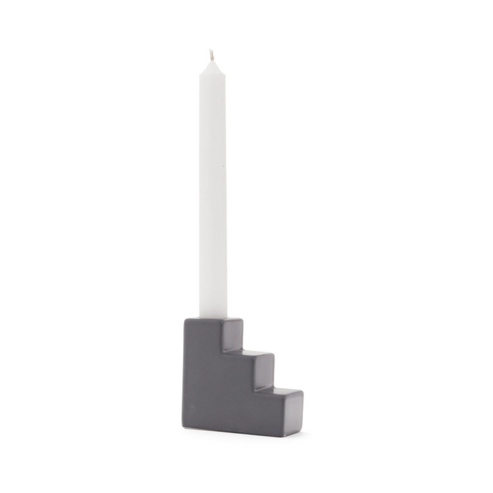 SALE: Viau Geo Taper Candle Holder Dark Grey