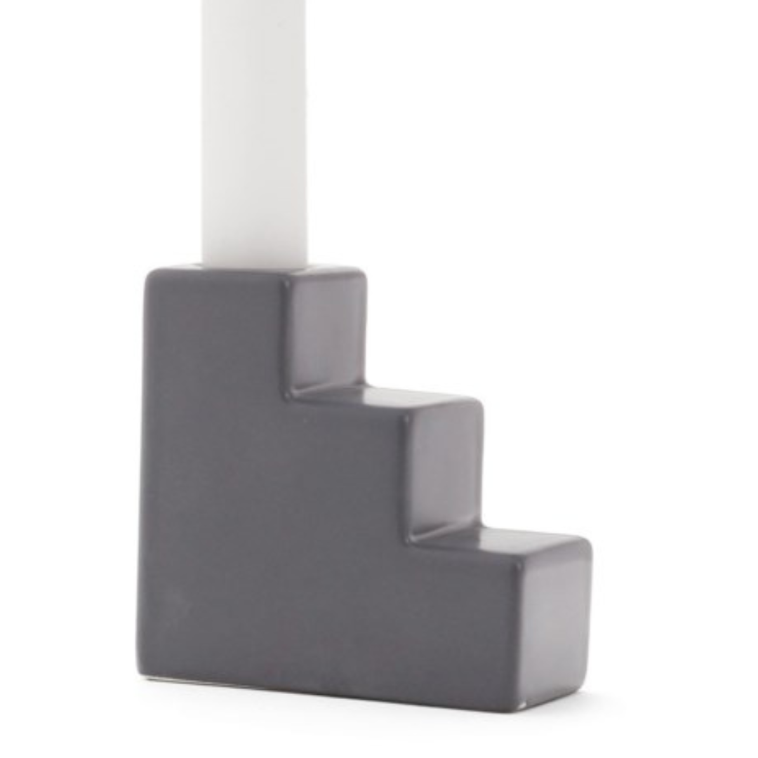 SALE: Viau Geo Taper Candle Holder Dark Grey