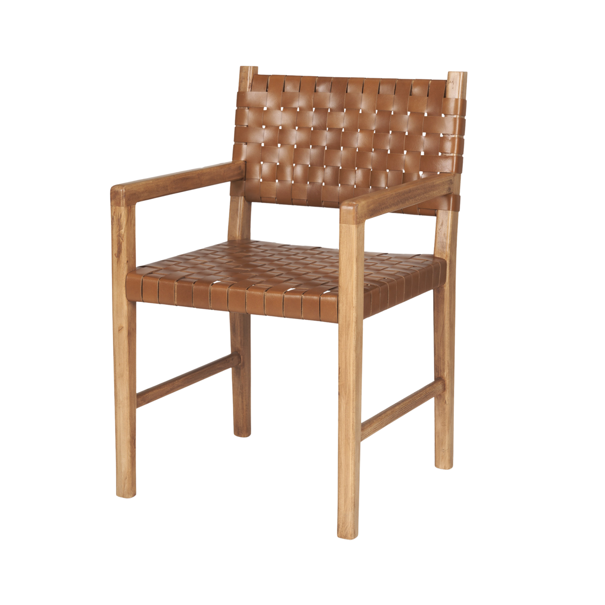 Shane Woven Leather Dining Armchair