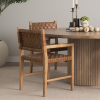 Shane Woven Leather Dining Armchair