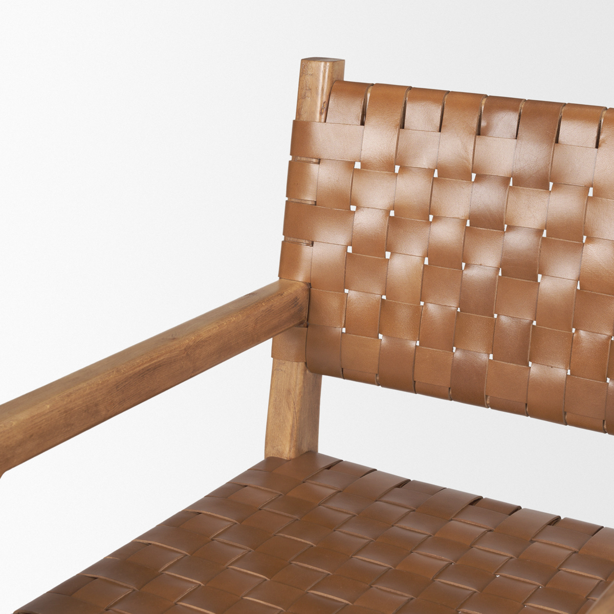 Shane Woven Leather Dining Armchair