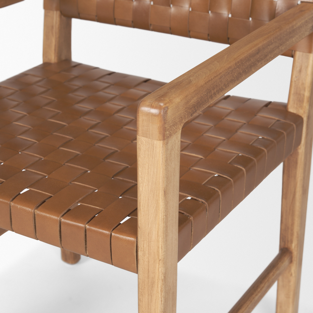 Shane Woven Leather Dining Armchair