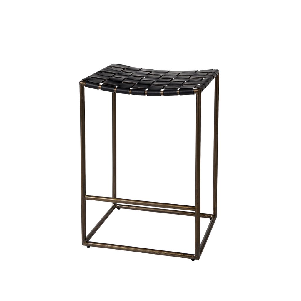 Clarissa Woven Leather Counter Stool