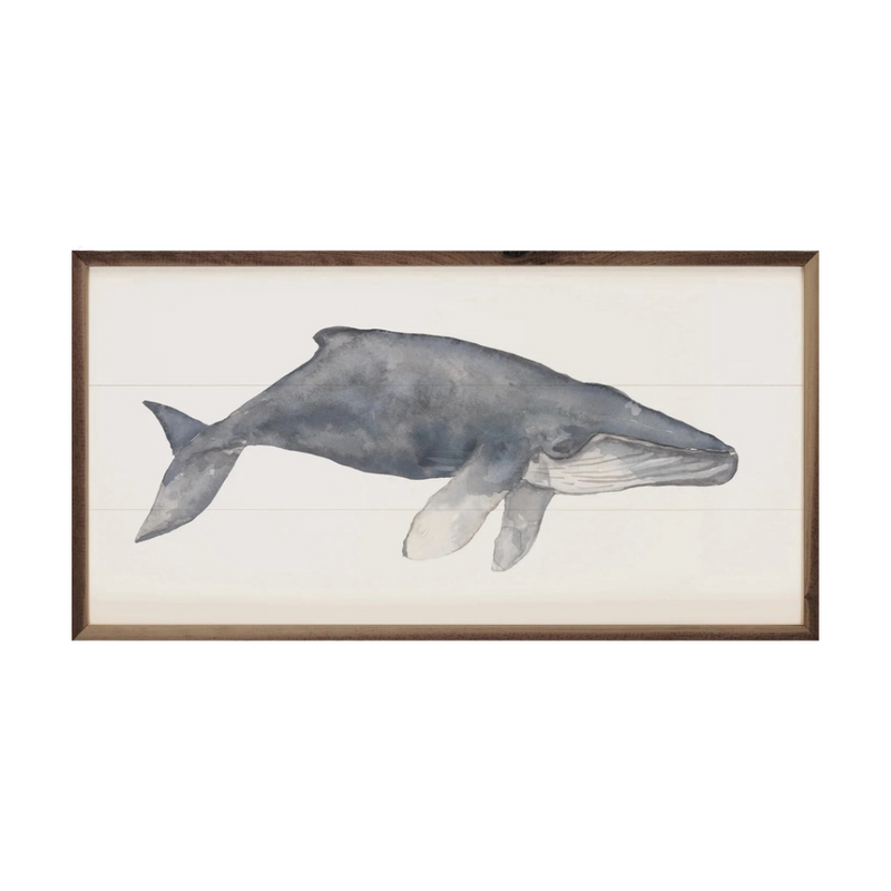 Watercolour Humpback Whale - 16" x 8" Wooden Art Print