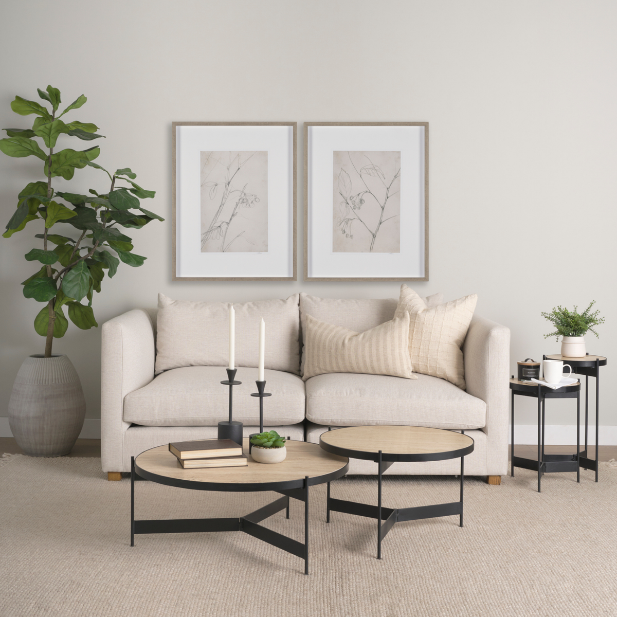 Wade Travertine Nesting Coffee Table Set