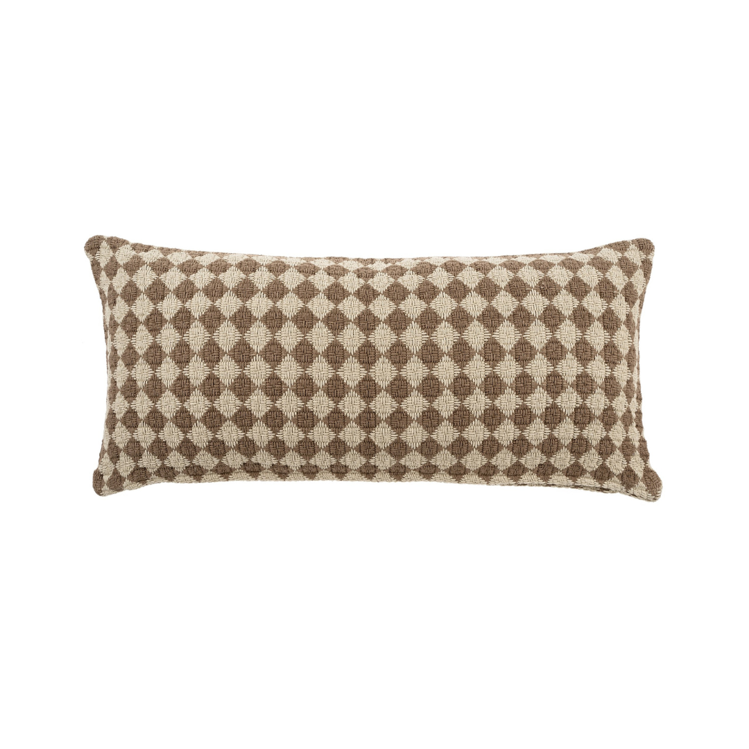 Brown Check Weave Lumbar Pillow 14" x 31"