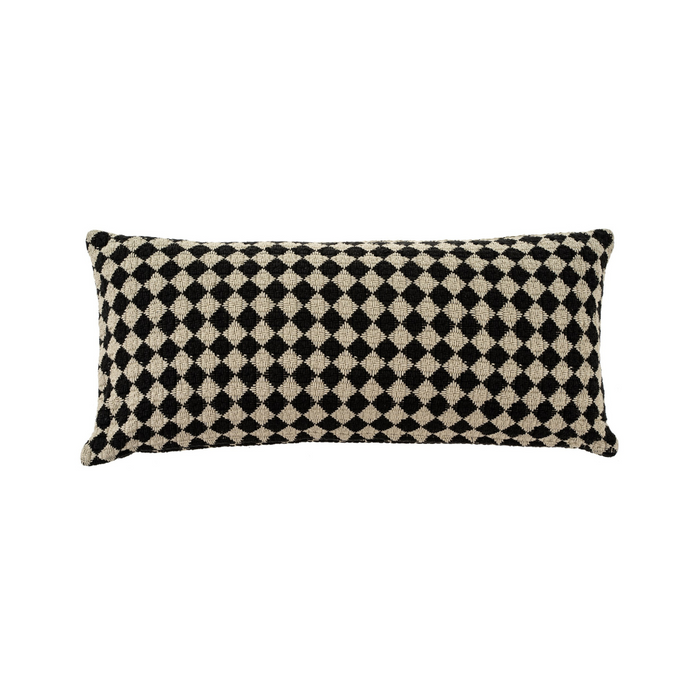 Check Weave Pillow Black 14" x 31"