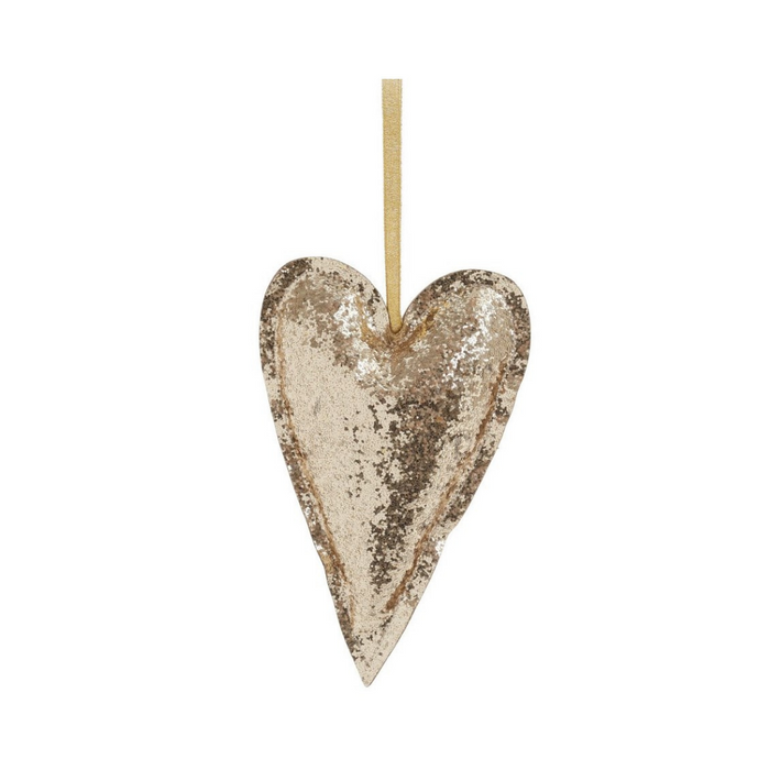 Gold Glitter Heart Ornament