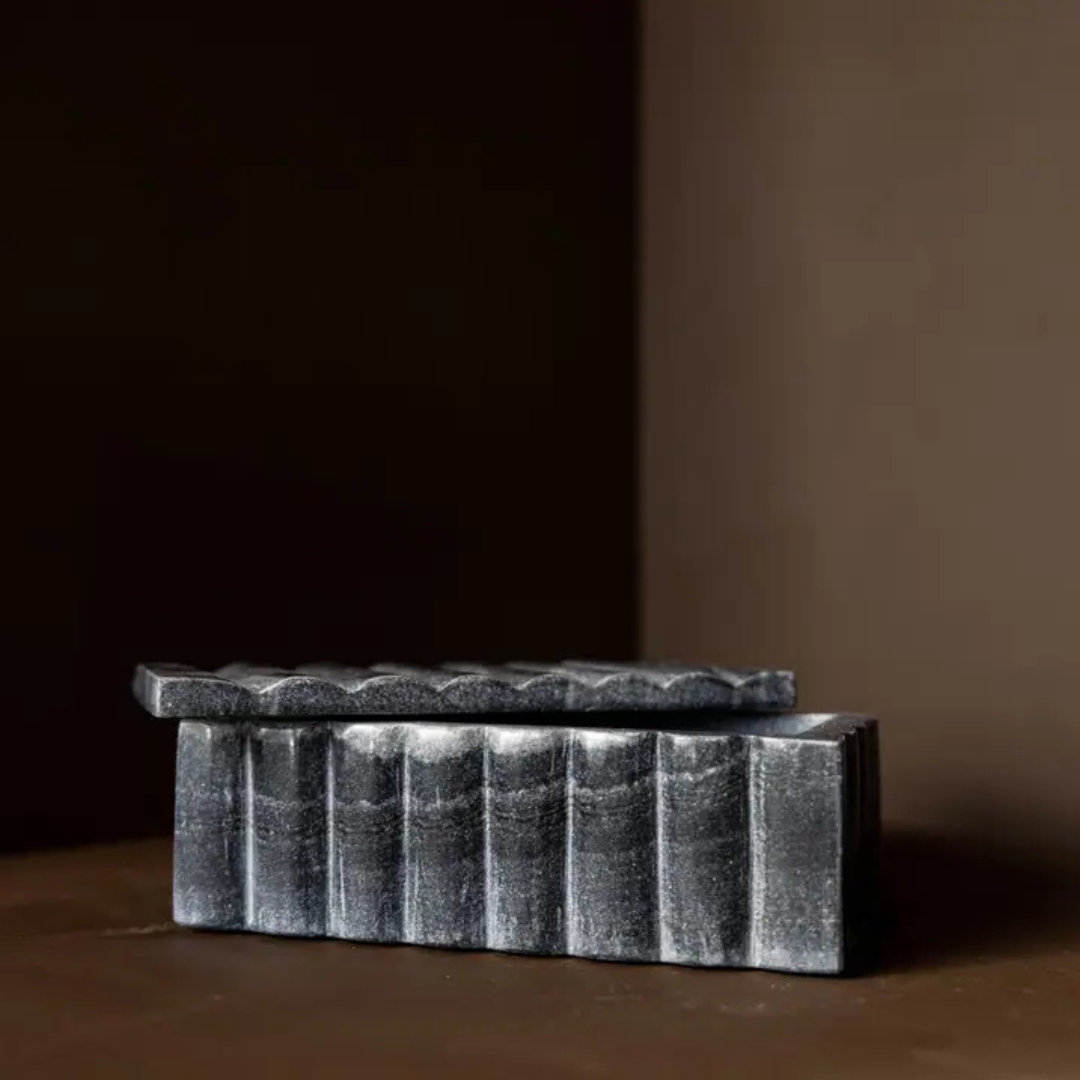 Black Marble Fluted Box