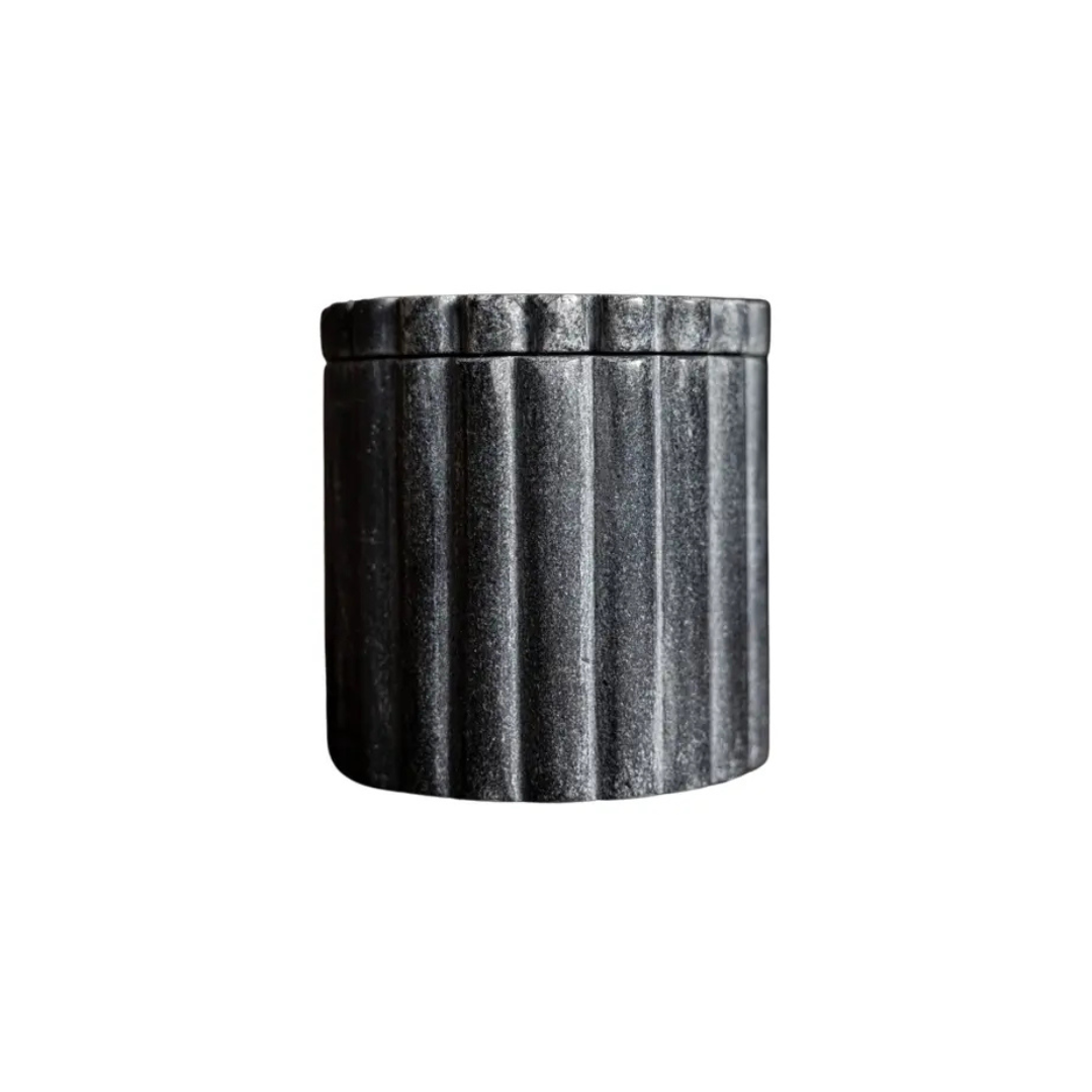 Black Marble Fluted Canister