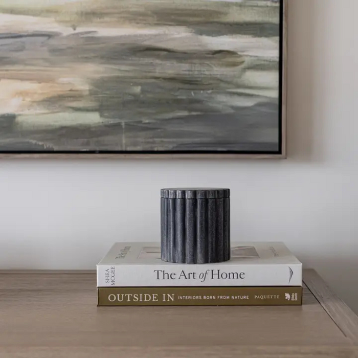Black Marble Fluted Canister