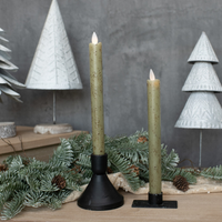 9.5" Moving 3D Flame Green Taper Candles [Set of 2]
